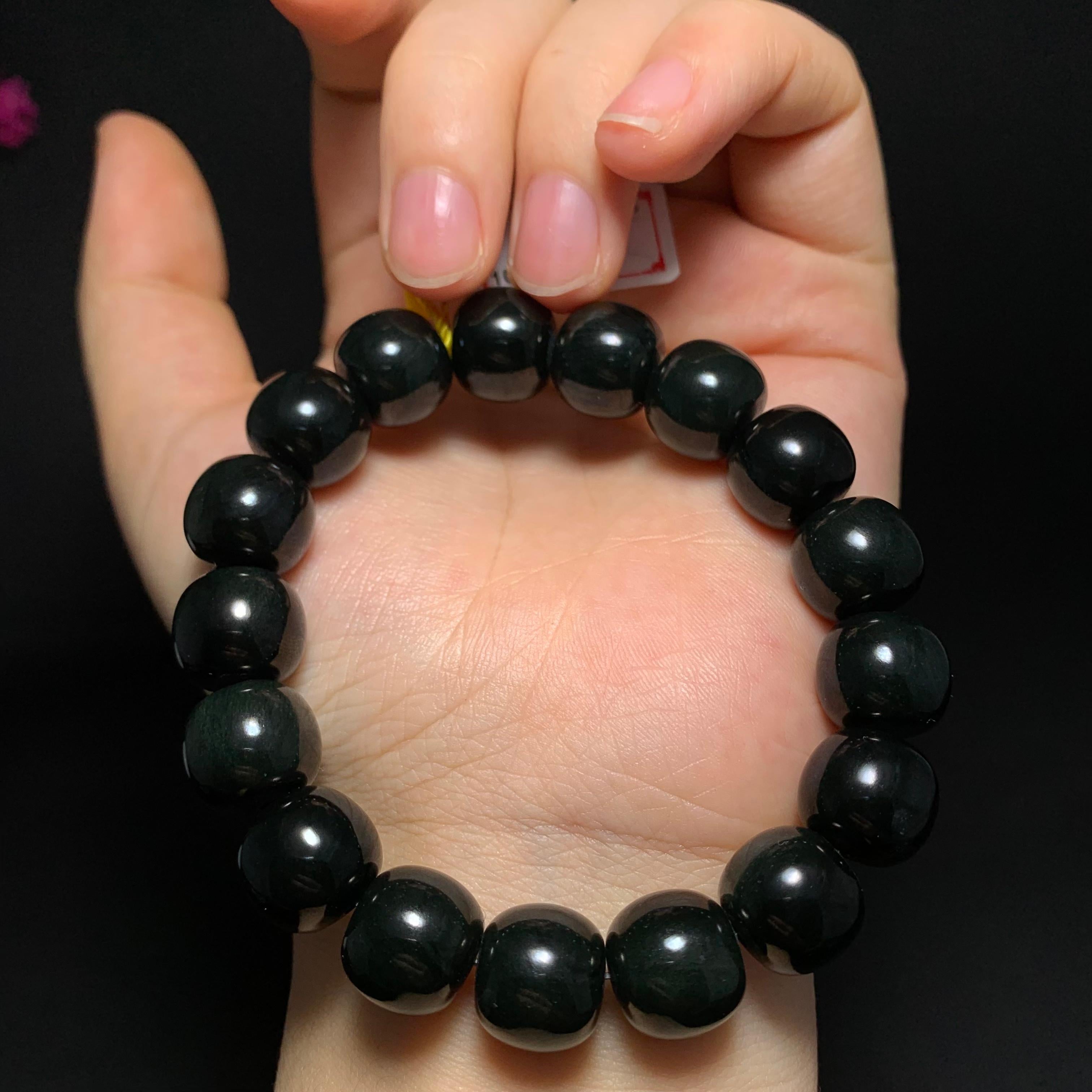 和田山料黑青老型珠手串（62.1g）