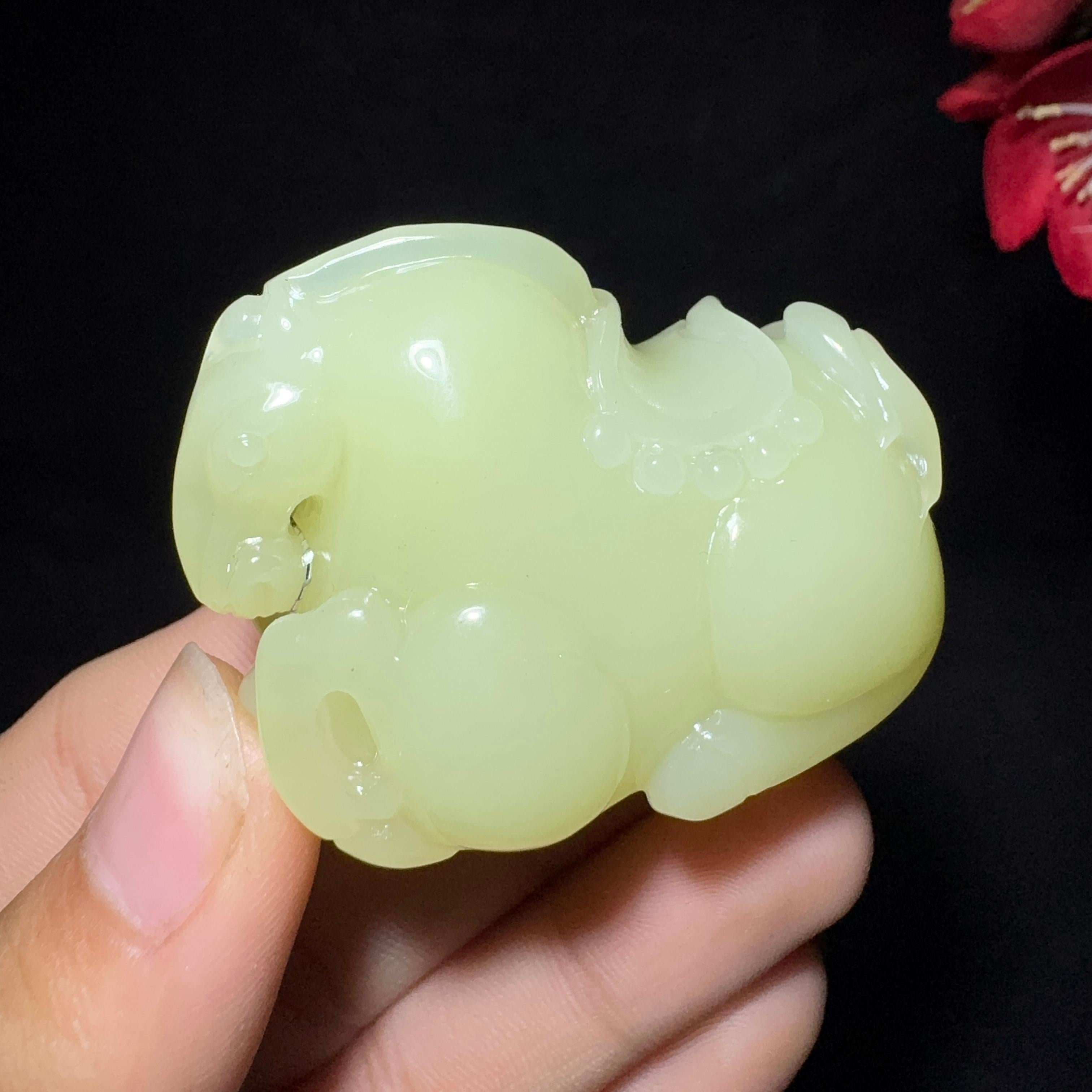 秒杀和田玉黄口马到成功挂件（69.0g）