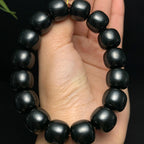 收藏级和田籽料黑青老型珠手串（75.5g）