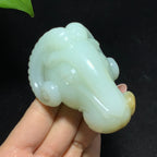 收藏级新疆且末金山矿糖白玉羊羊如意手把件（223.0g）
