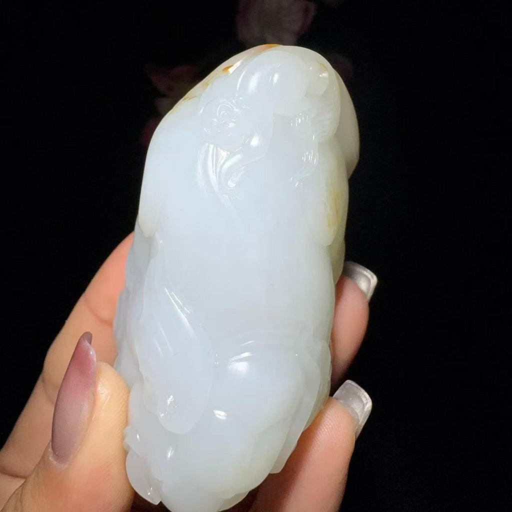 和田玉籽料手把件太平有象（161.7g）