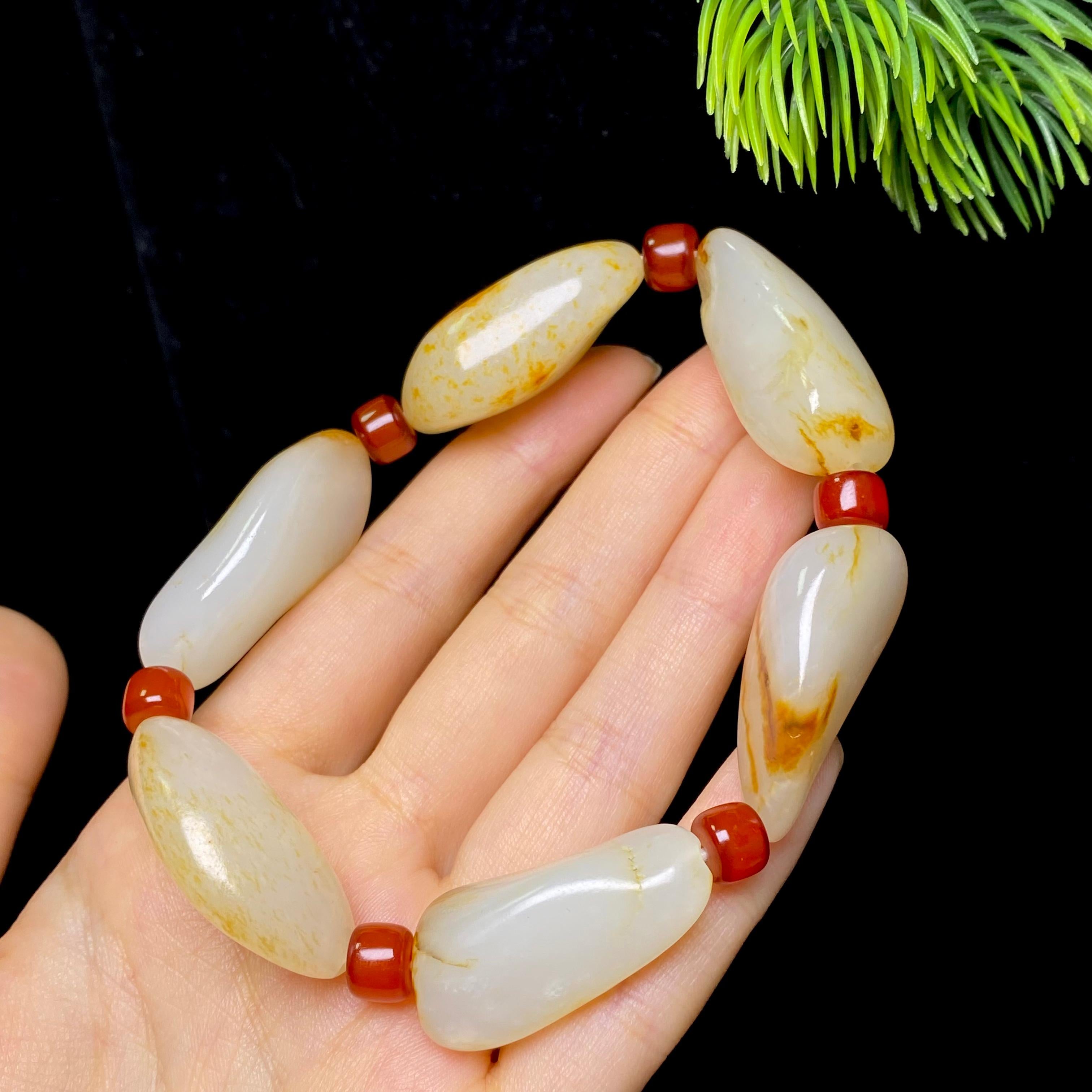 和田玉洒金皮白肉籽料手串（65.5g）