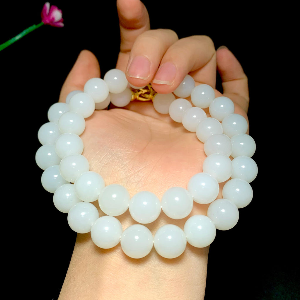 和田精品白玉圆珠项链（105.7g）