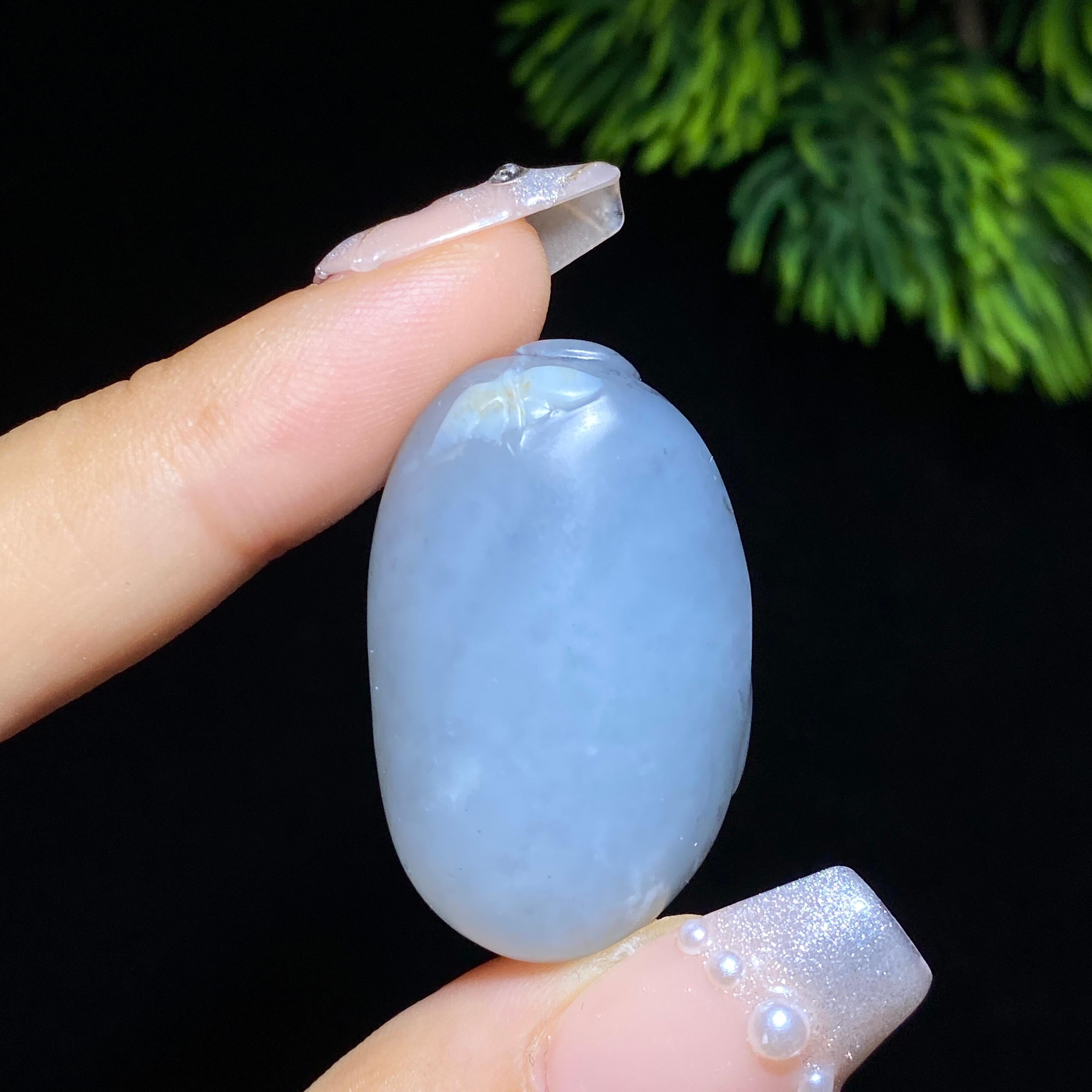 黒白分明！とっても可愛い和田玉の大きめ猫★籽料青花 和田玉籽料青花猫挂件（15.4g） – 厚德载玉