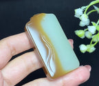 和田玉且末糖白扭转乾坤平安无事牌（57.3g）
