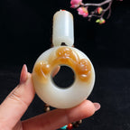 和田且末料糖白羊脂白玉三不猴手把件（172.3g）