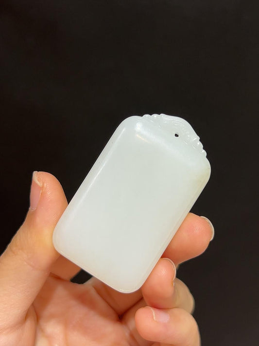 和田玉且末料羊脂玉平安无事牌（40.2g）