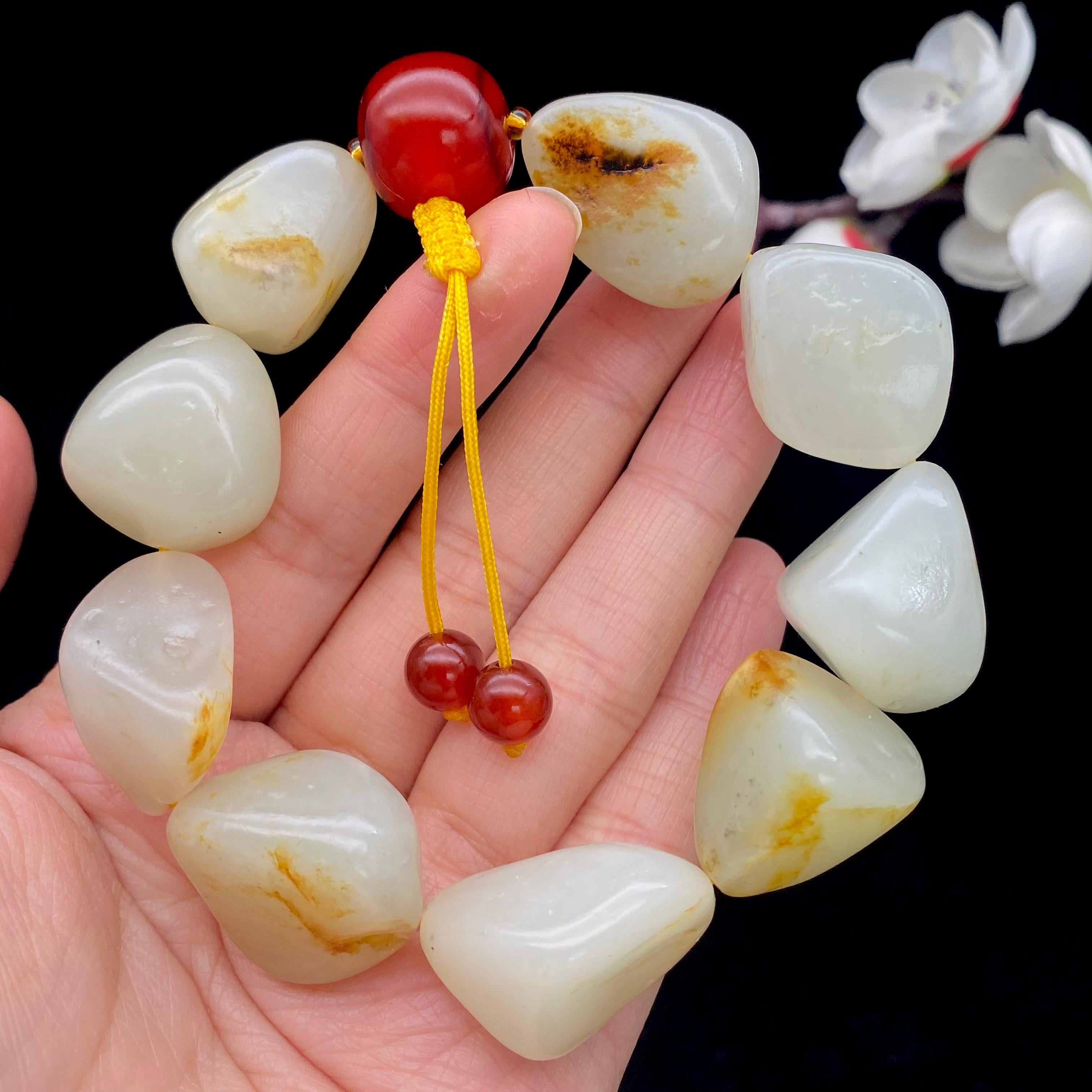 和田玉洒金皮籽料【精品手串】（96.2g）