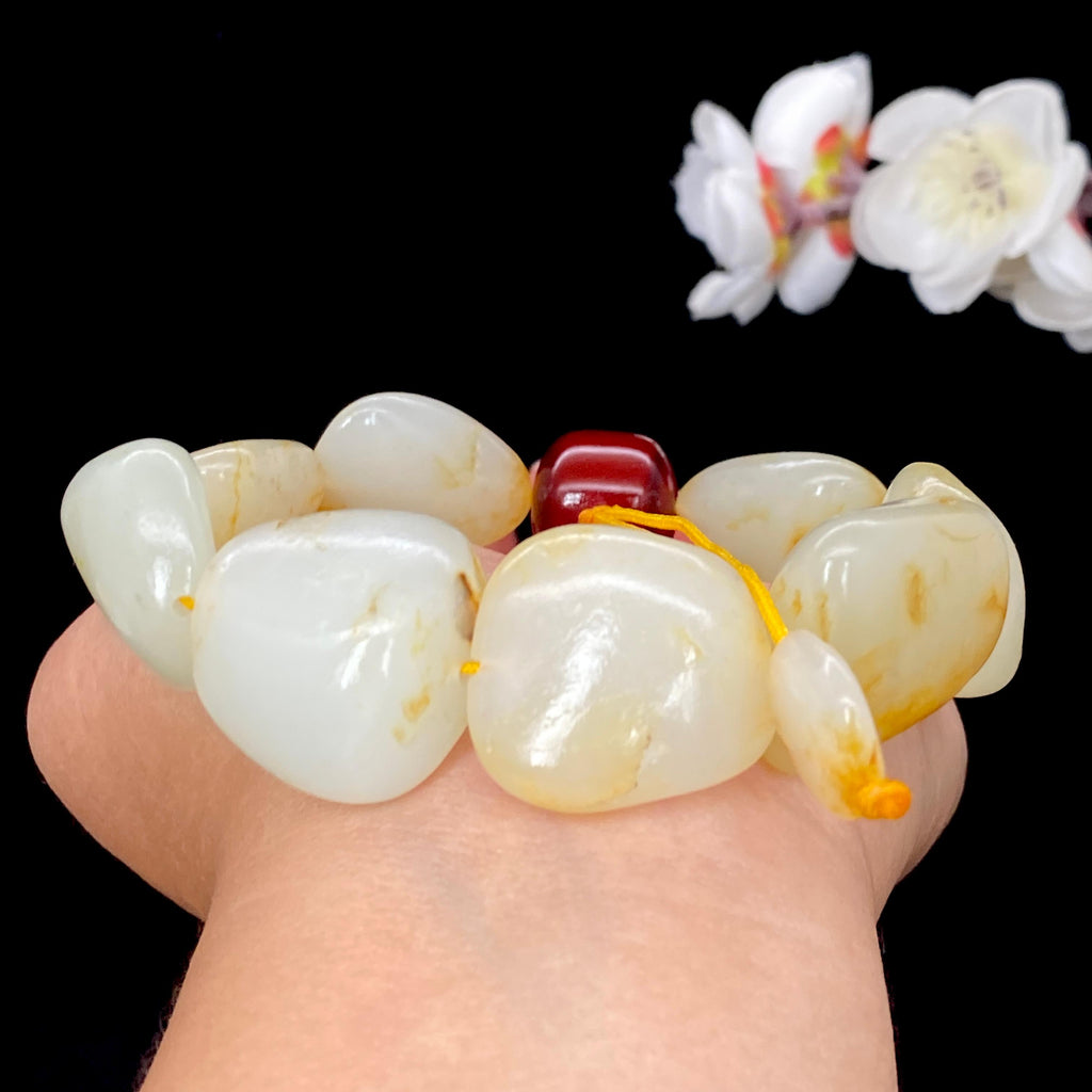 和田玉洒金皮籽料【精品手串】（92.1g）