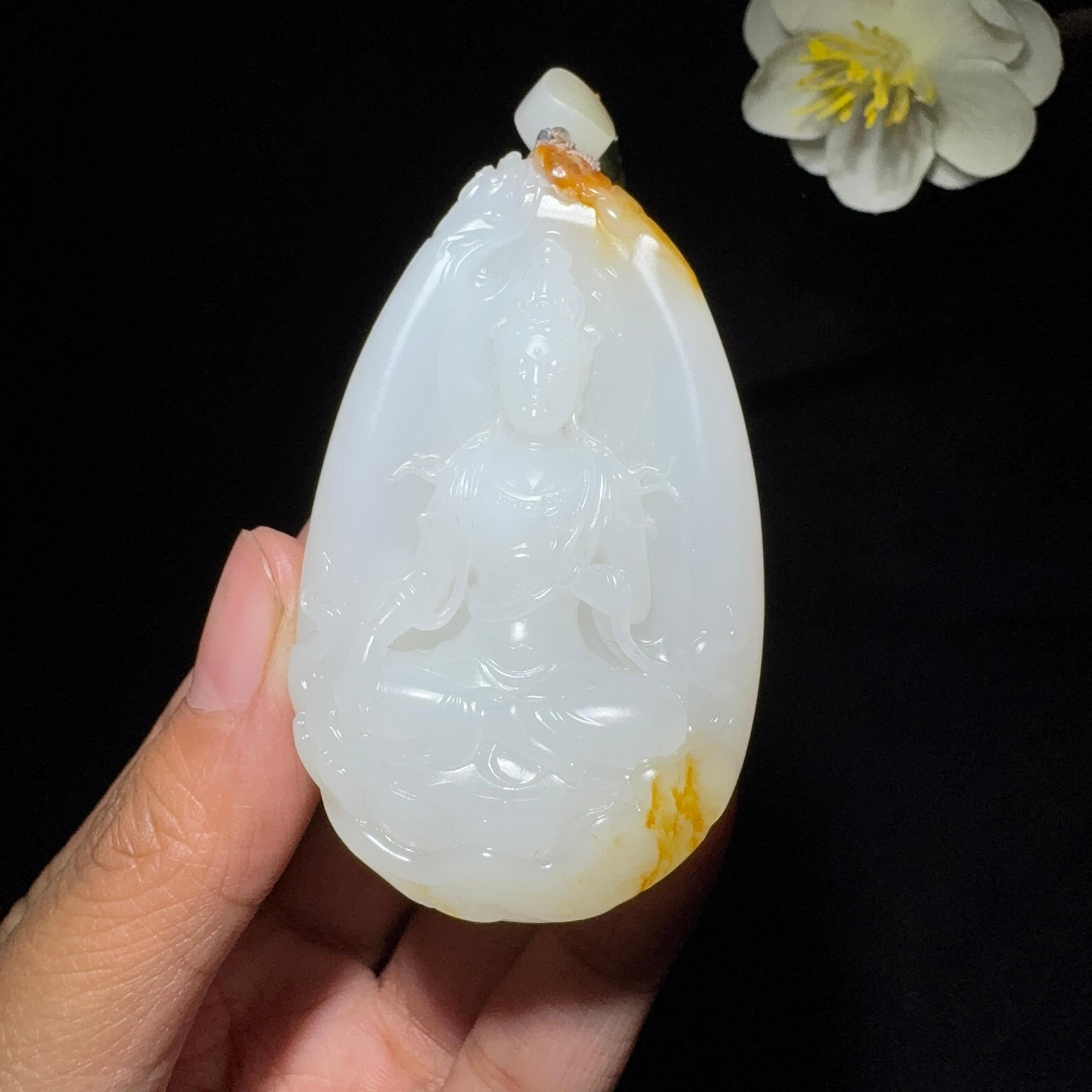 和田玉籽料御龙观音挂件（63.1g）