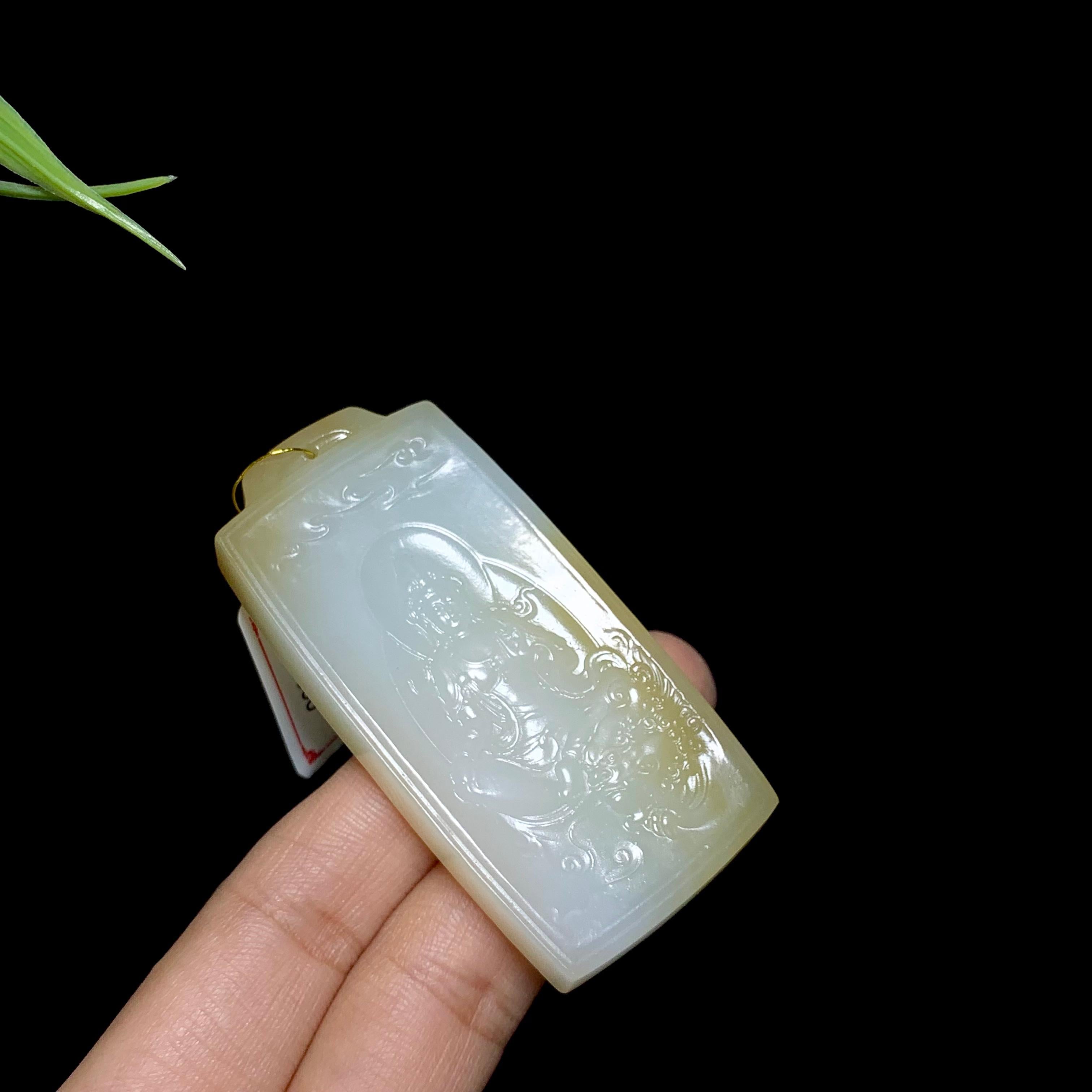 和田山料糖白玉文殊菩萨挂件（44.6g）
