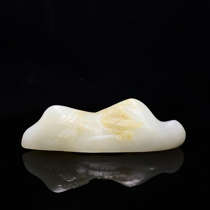 和田玉米达料山水摆件（笔架）（55.5g）