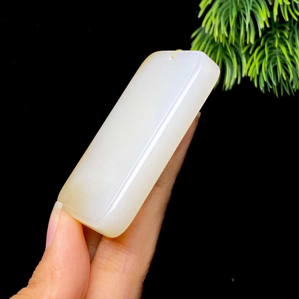 和田玉糖白无事牌（50.5g）