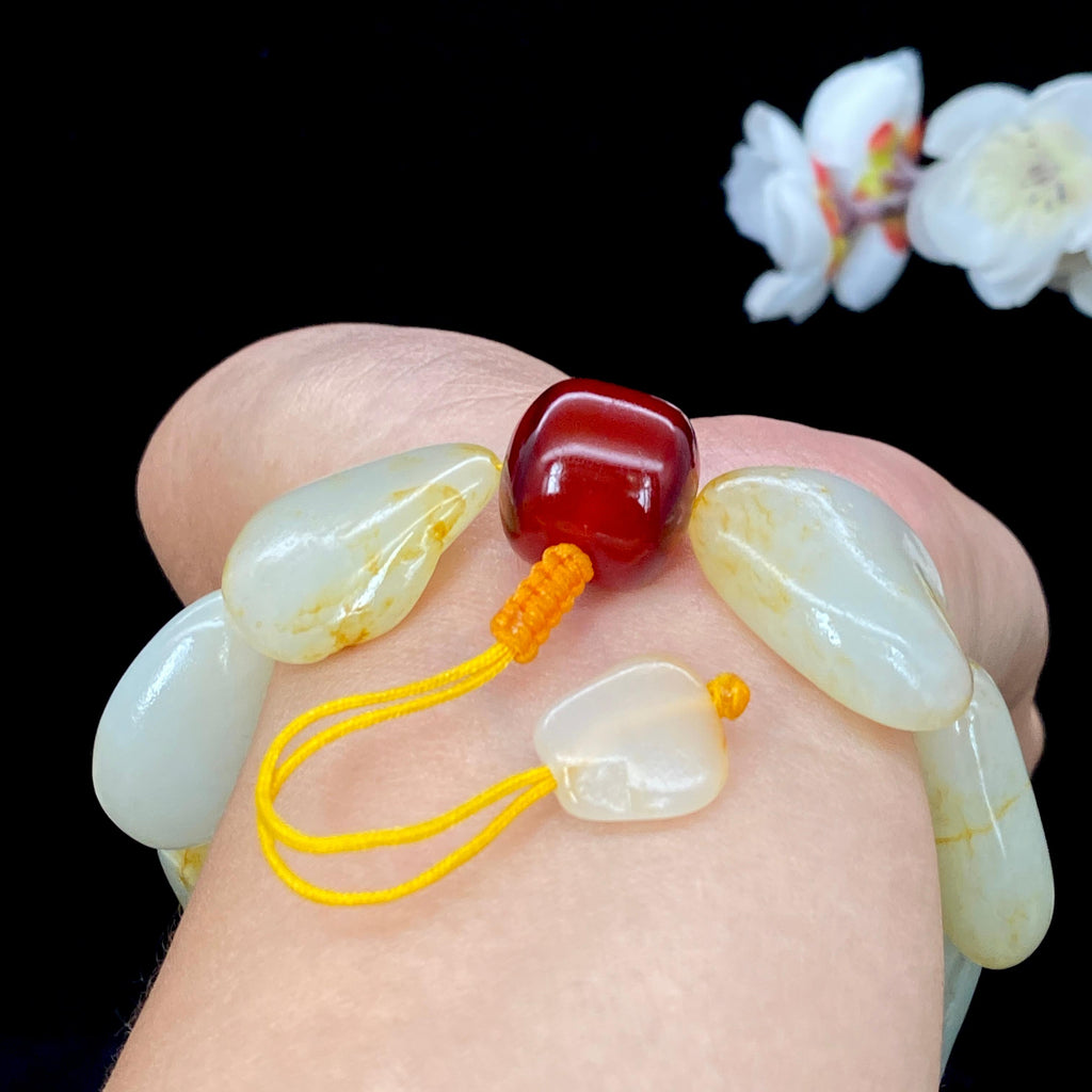 和田玉洒金皮籽料【精品手串】（92.1g）