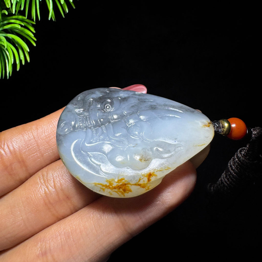 和田玉籽料青花兽面（32.0g）