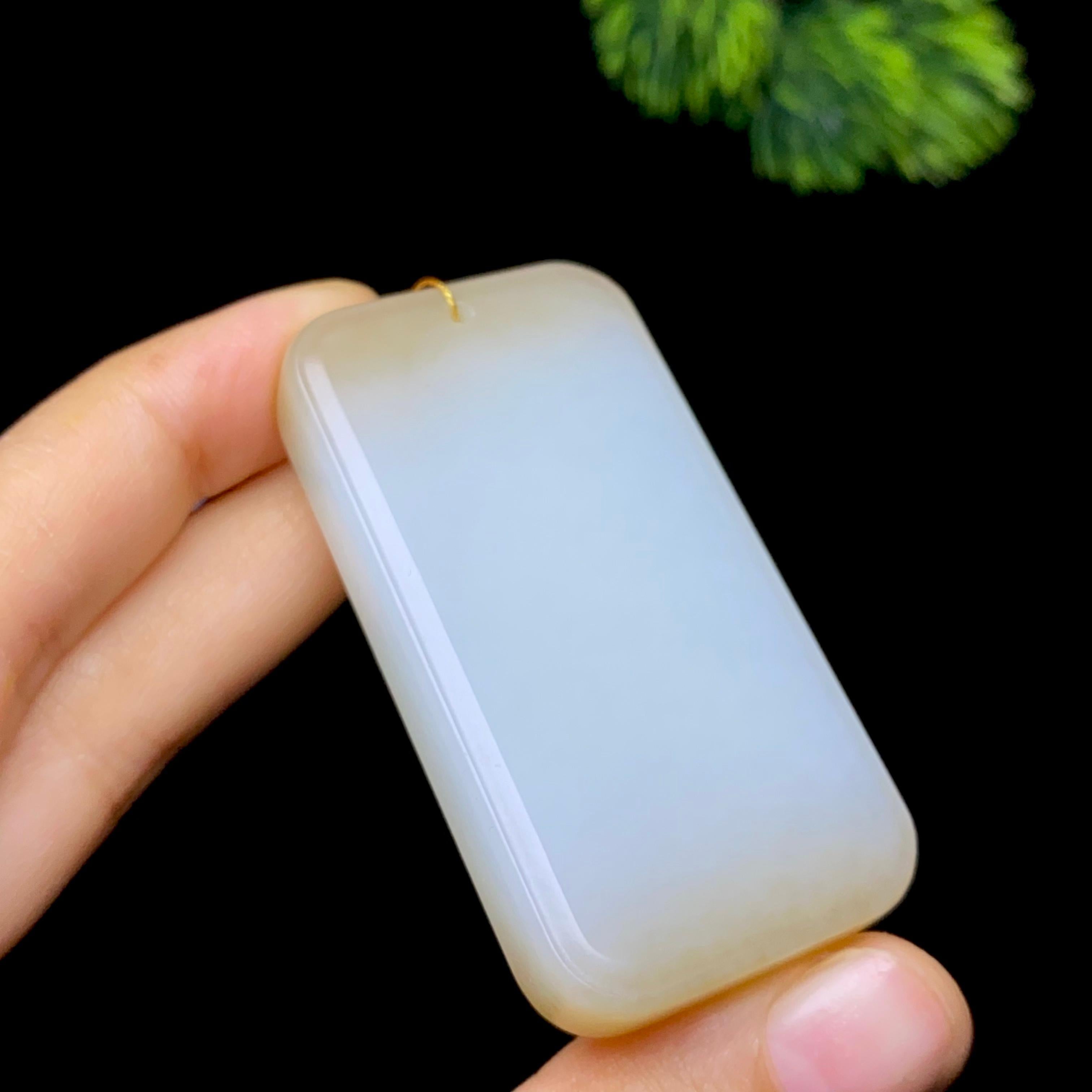 和田玉糖白无事牌（44.9g）