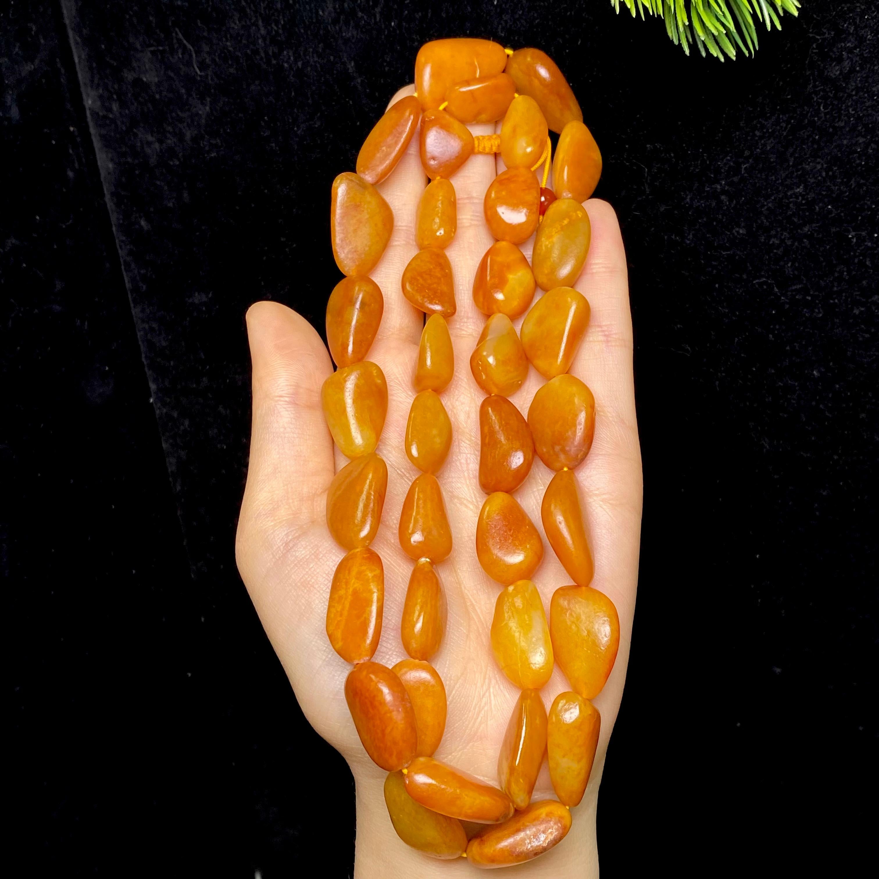 和田玉黄沁皮籽料项链（117.5g）