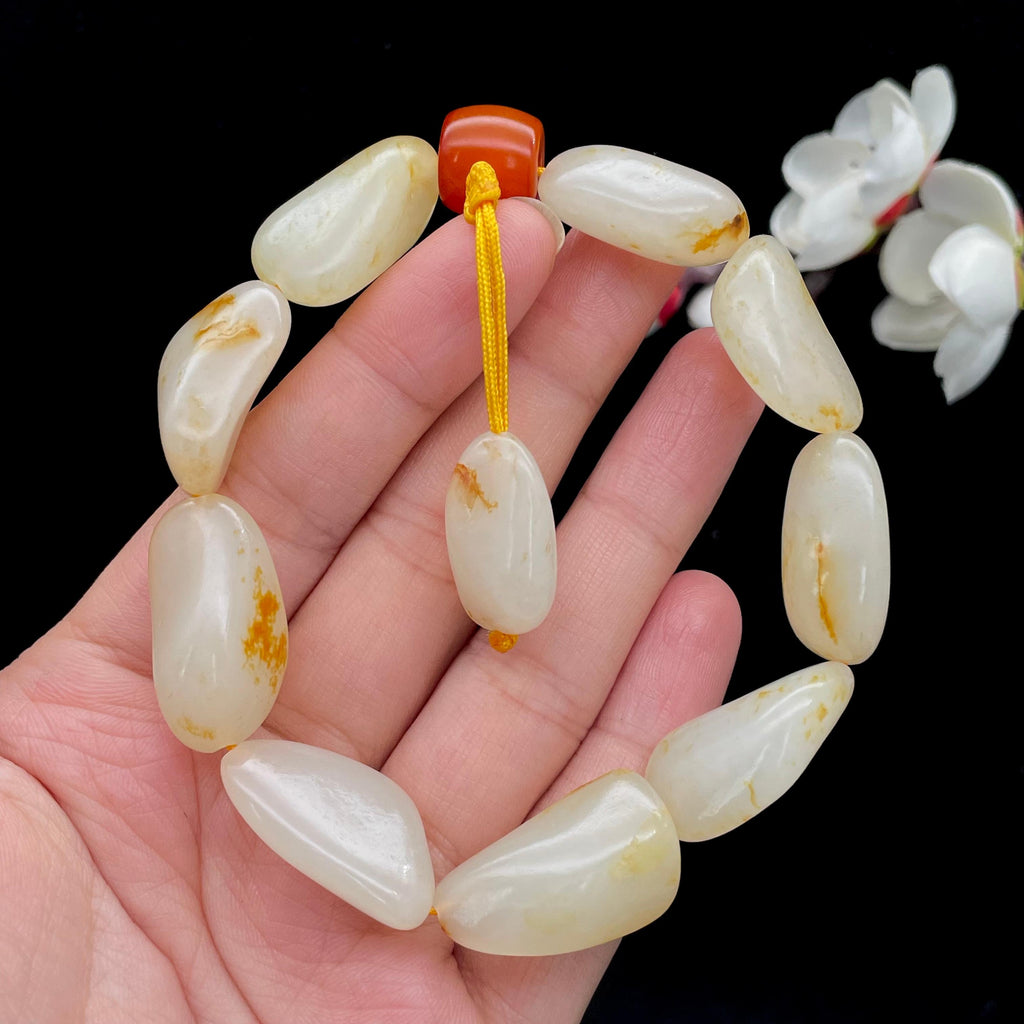 和田玉洒金皮籽料【精品手串】（54.3g）