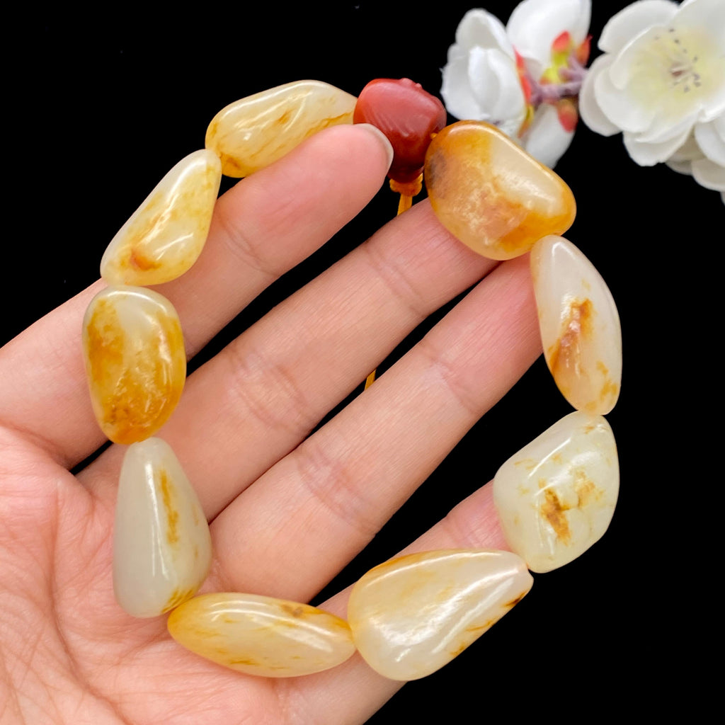 和田玉洒金皮籽料【精品手串】（56g）