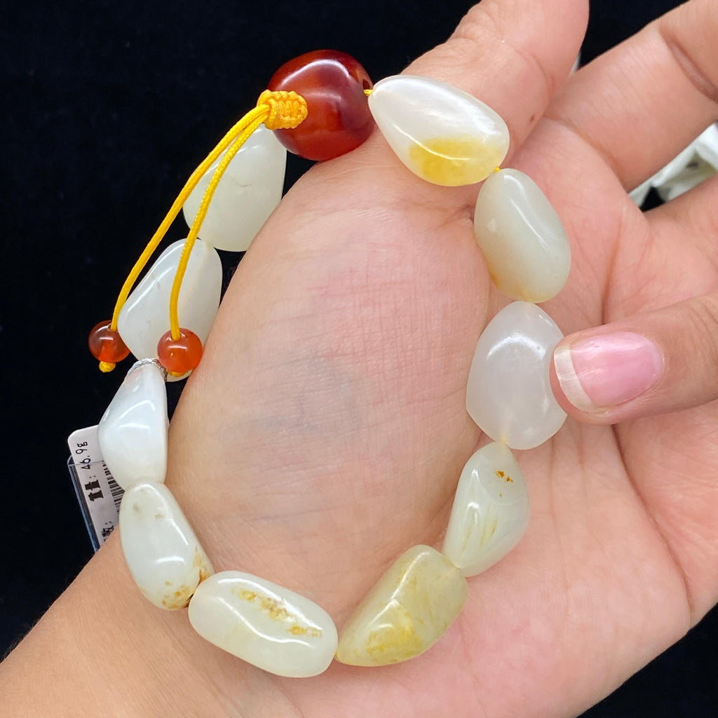 秒杀和田玉-黄皮白肉籽料【精品手串】H2605260285（46.9g）