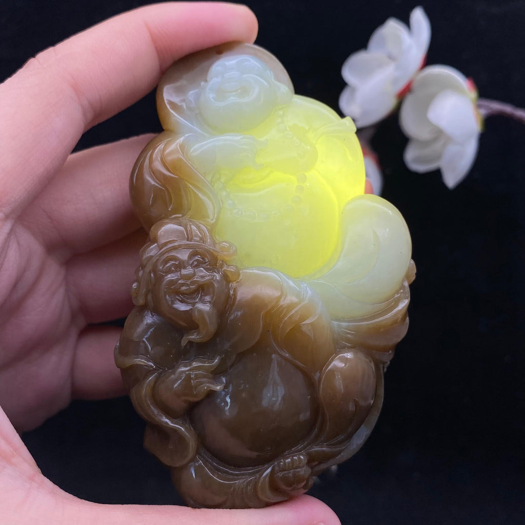 和田玉糖白【财福双收】手把件（177g）