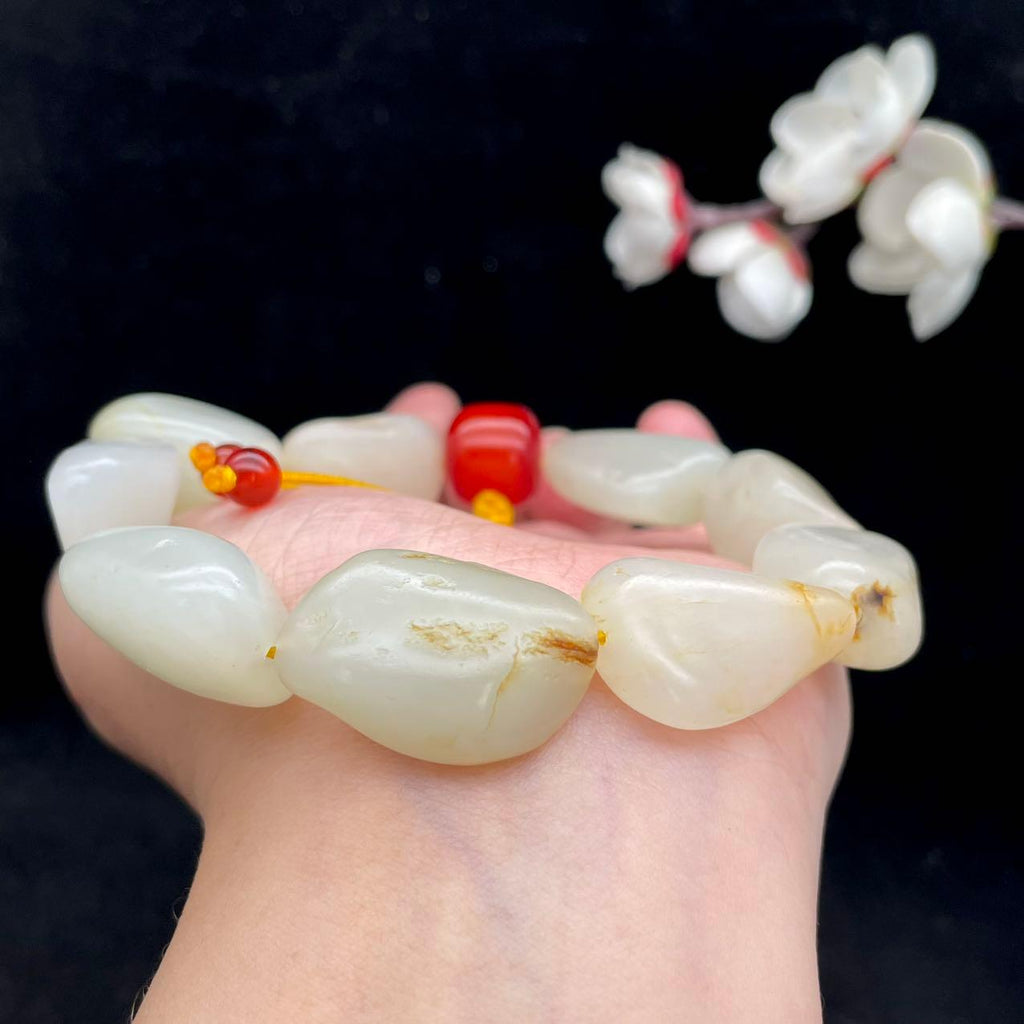 和田玉白玉籽料【精品手串】（68.8g）