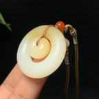 精品和田糖白玉子母扣挂件（19.0g）