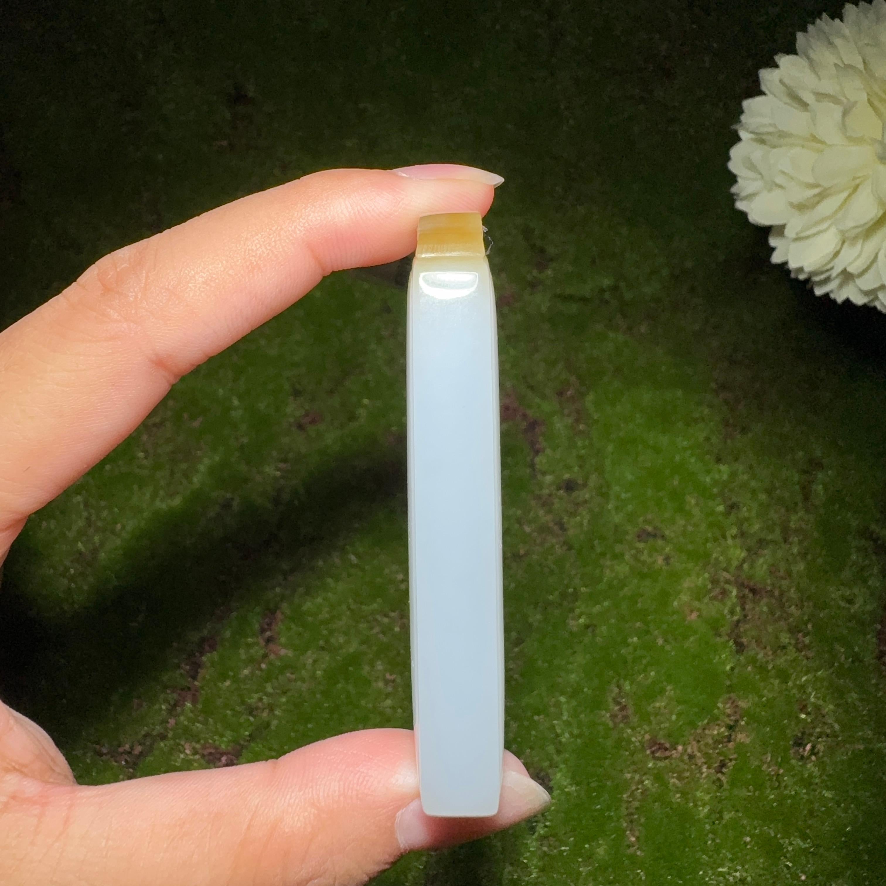 和田玉糖白平安无事牌（60.7g）