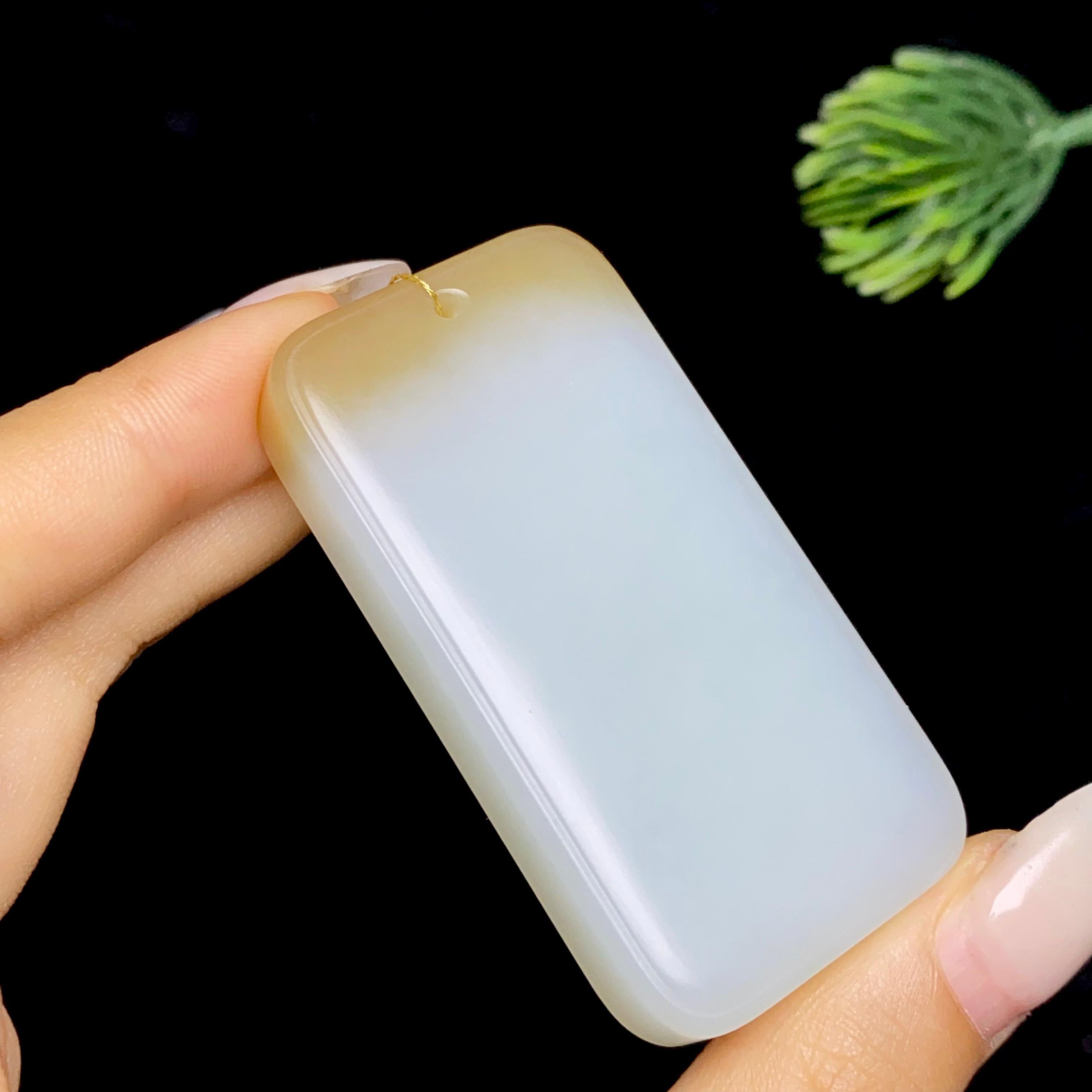 和田玉糖白无事牌（50.9g）