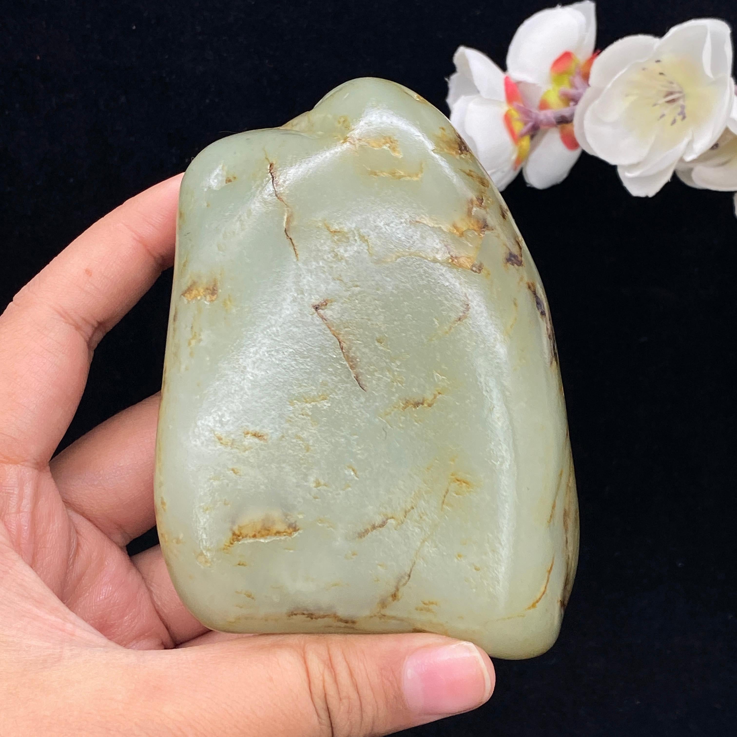 和田玉青白玉带洒金皮籽料（474.5g）