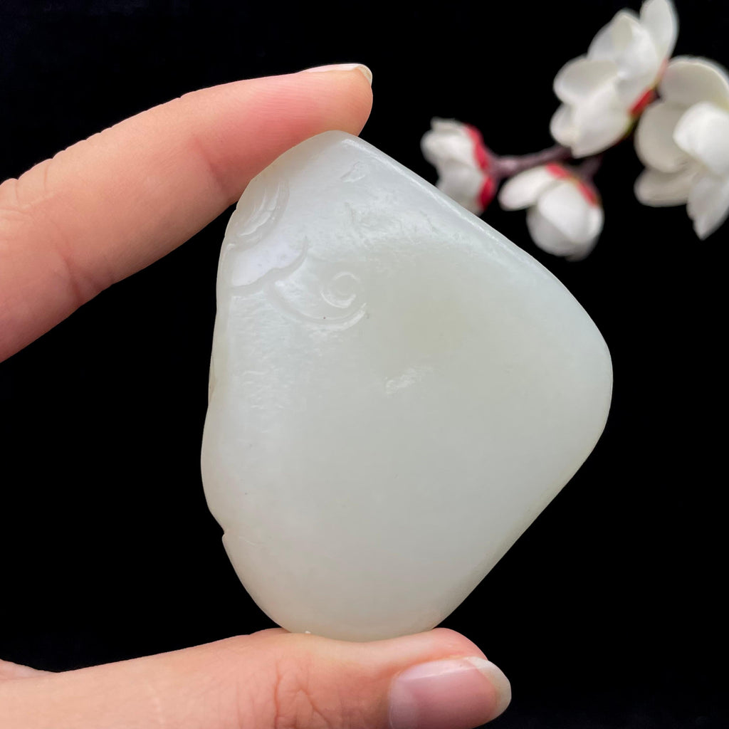 和田玉白玉籽料【寿星仙鹿】挂件（90g）
