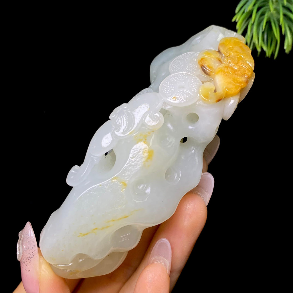 和田玉籽料福鼠运财把件（126.3g）