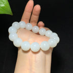 收藏级和田山料羊脂白玉圆珠手串（有量20条）（75.6g）