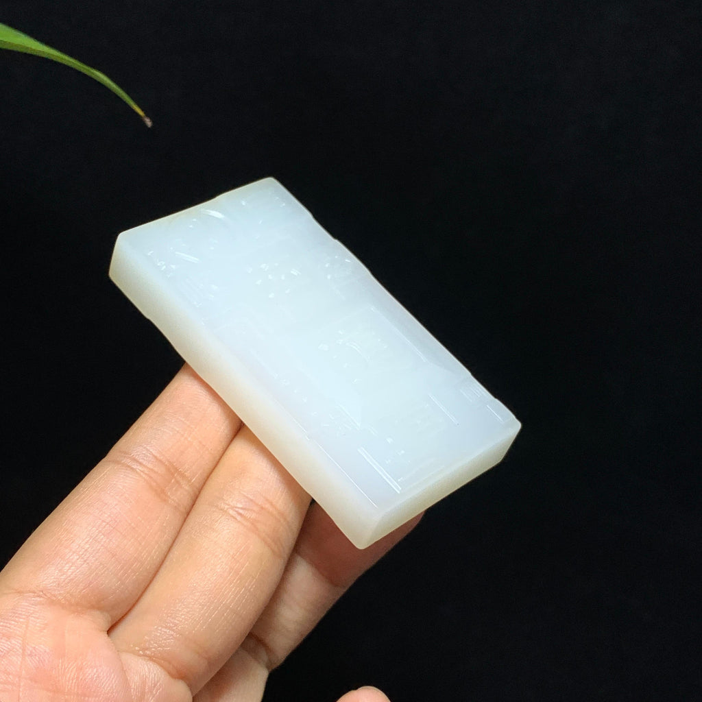 收藏传承级和田羊脂白玉上善若水平安牌挂件（75.4g）