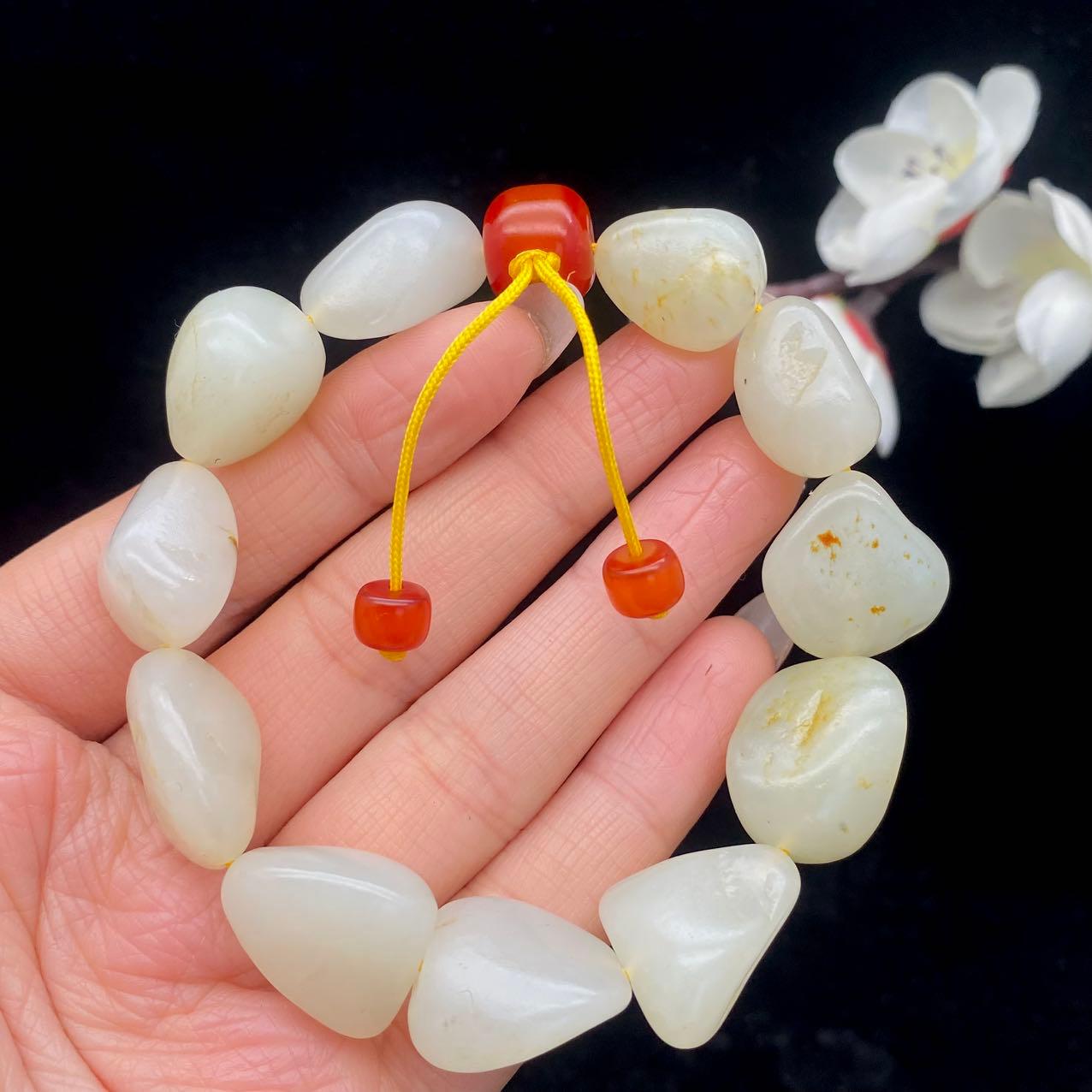 和田玉洒金皮【精品手串】（56.5g）