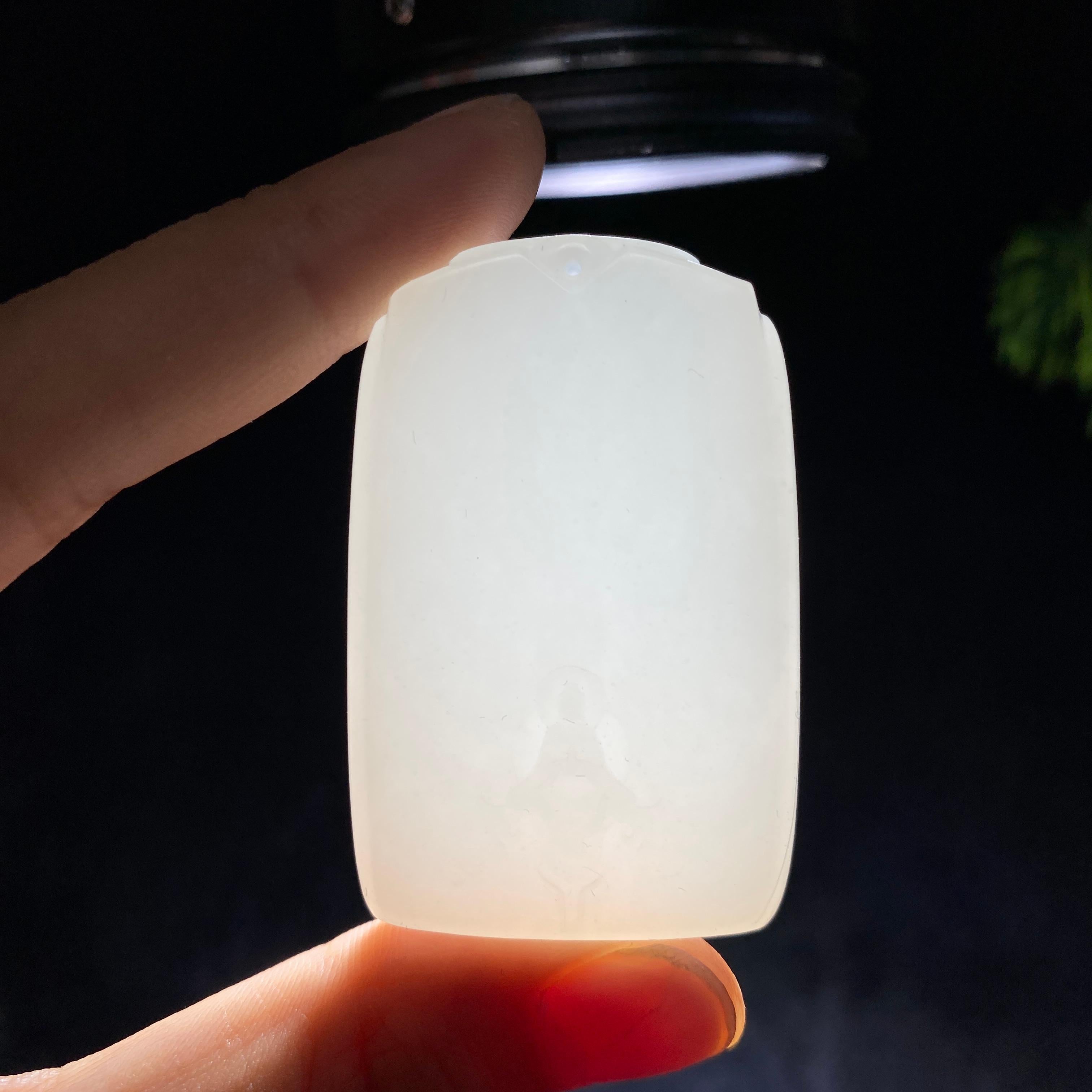 和田玉羊脂白玉平安无事牌（35.2g）