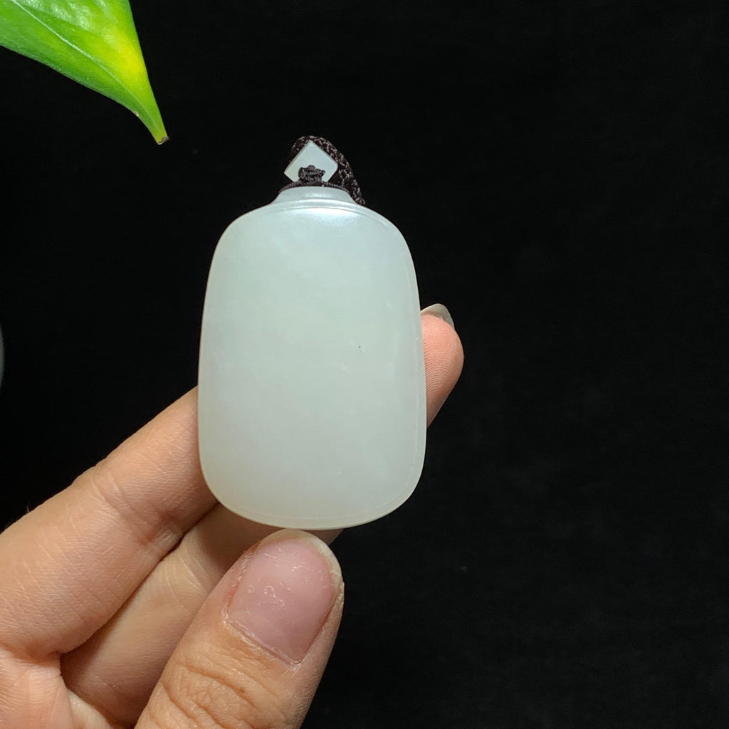 和田籽料洒金皮白玉无事牌挂件（33.7g）
