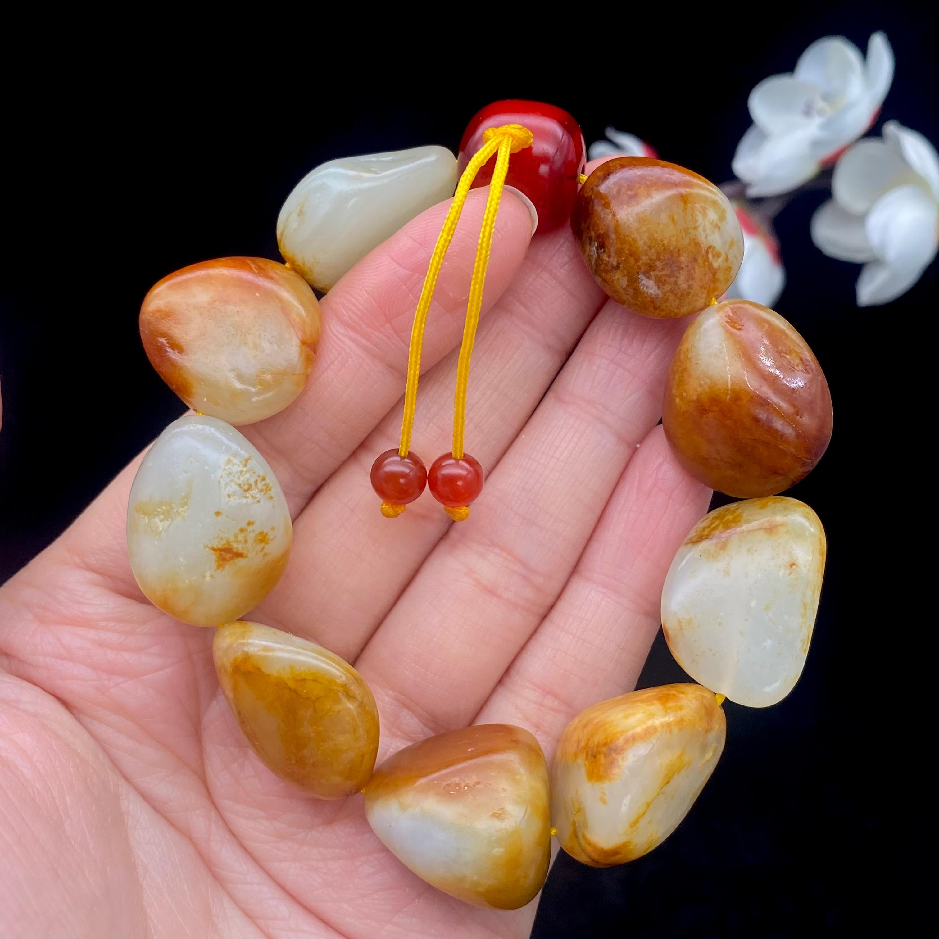和田玉黄皮籽料【精品手串】（66g）