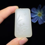 和田玉藕粉平安无事牌（37.6g）