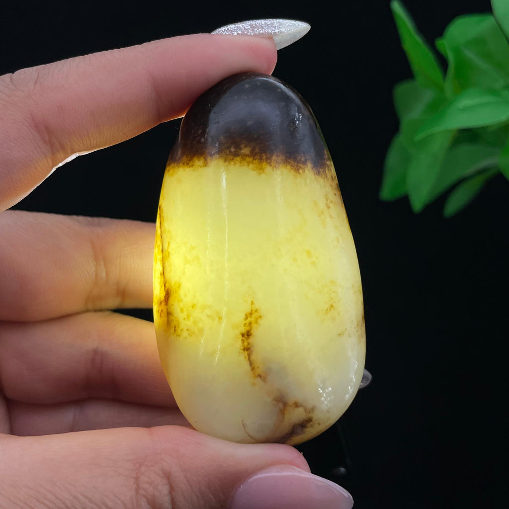 和田玉聚黑皮籽料手把件（66.6g）