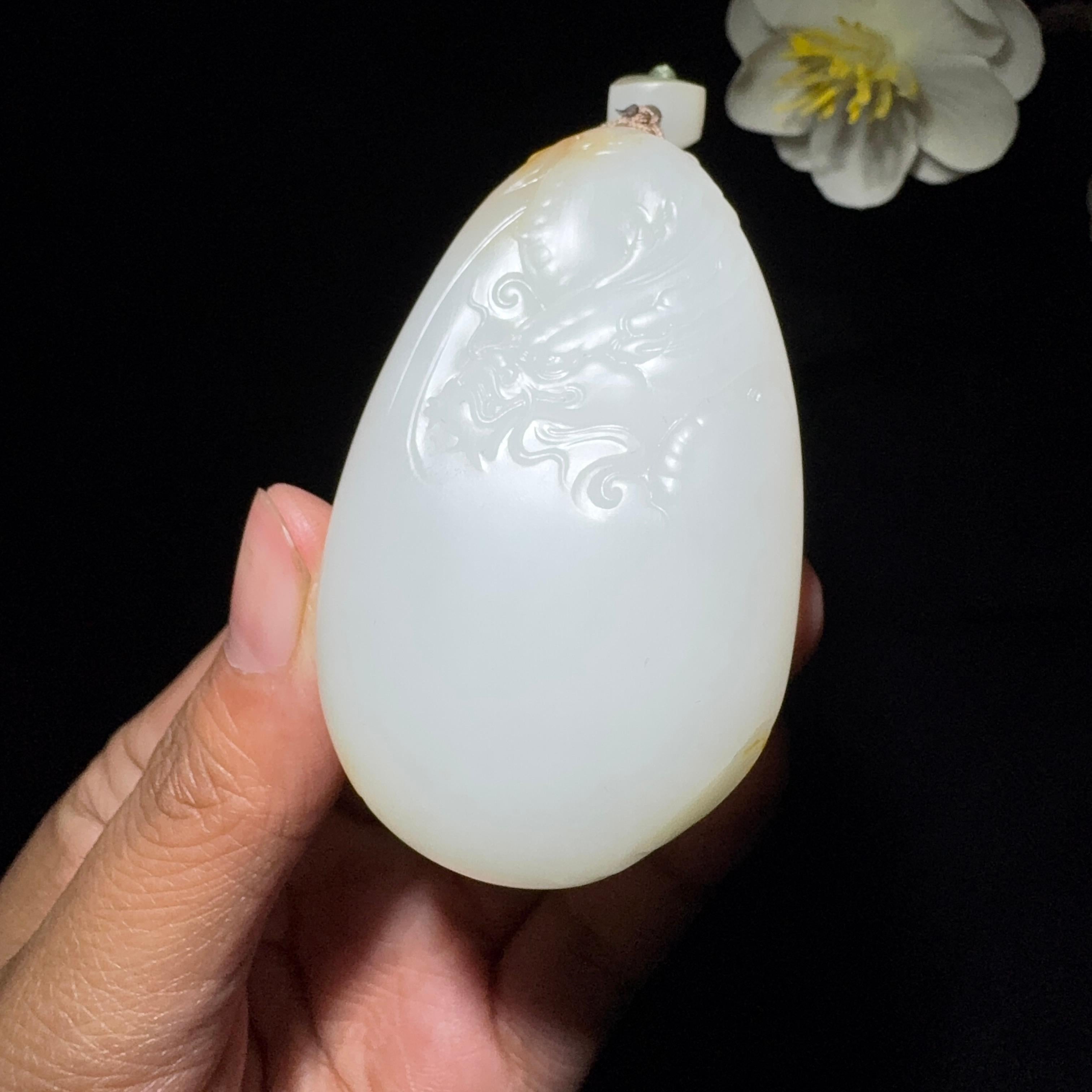 和田玉籽料御龙观音挂件（63.1g）