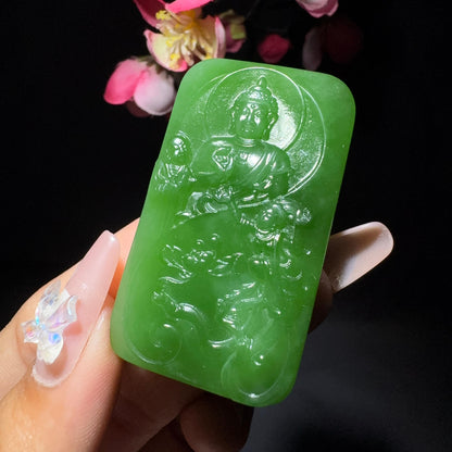 和田玉碧玉西方三圣（30.2g）