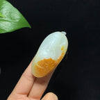 传承级和田籽料聚红皮白玉观音挂件（51.8g）