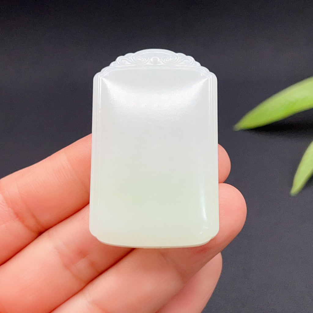和田玉羊脂白玉平安无事牌玉牌（32.9g）