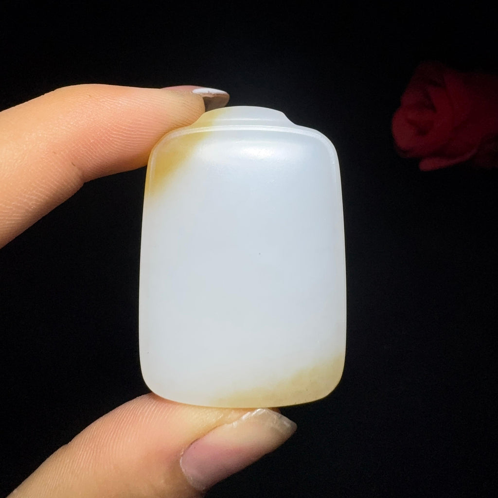 和田玉糖白玉平安无事牌（28.3g）