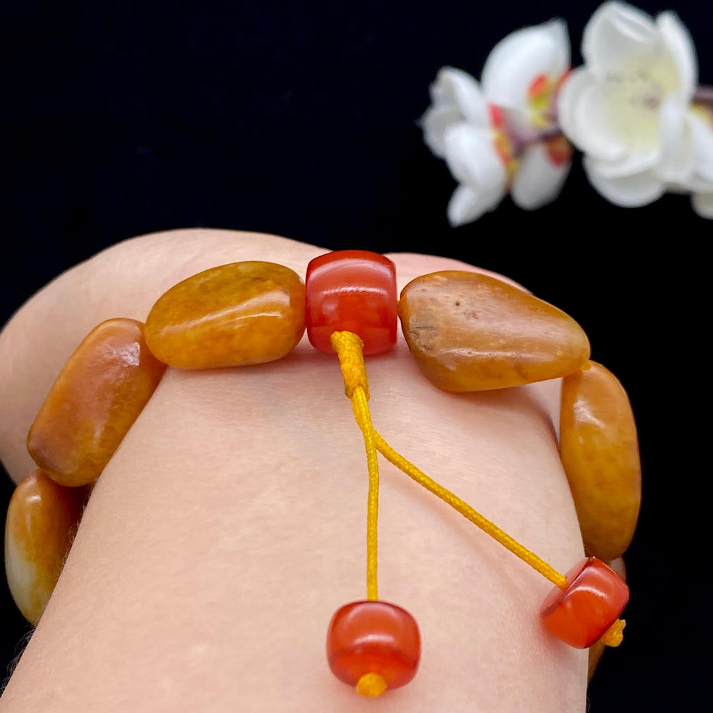 和田玉黄沁皮籽料【精品手串】（70.9g）