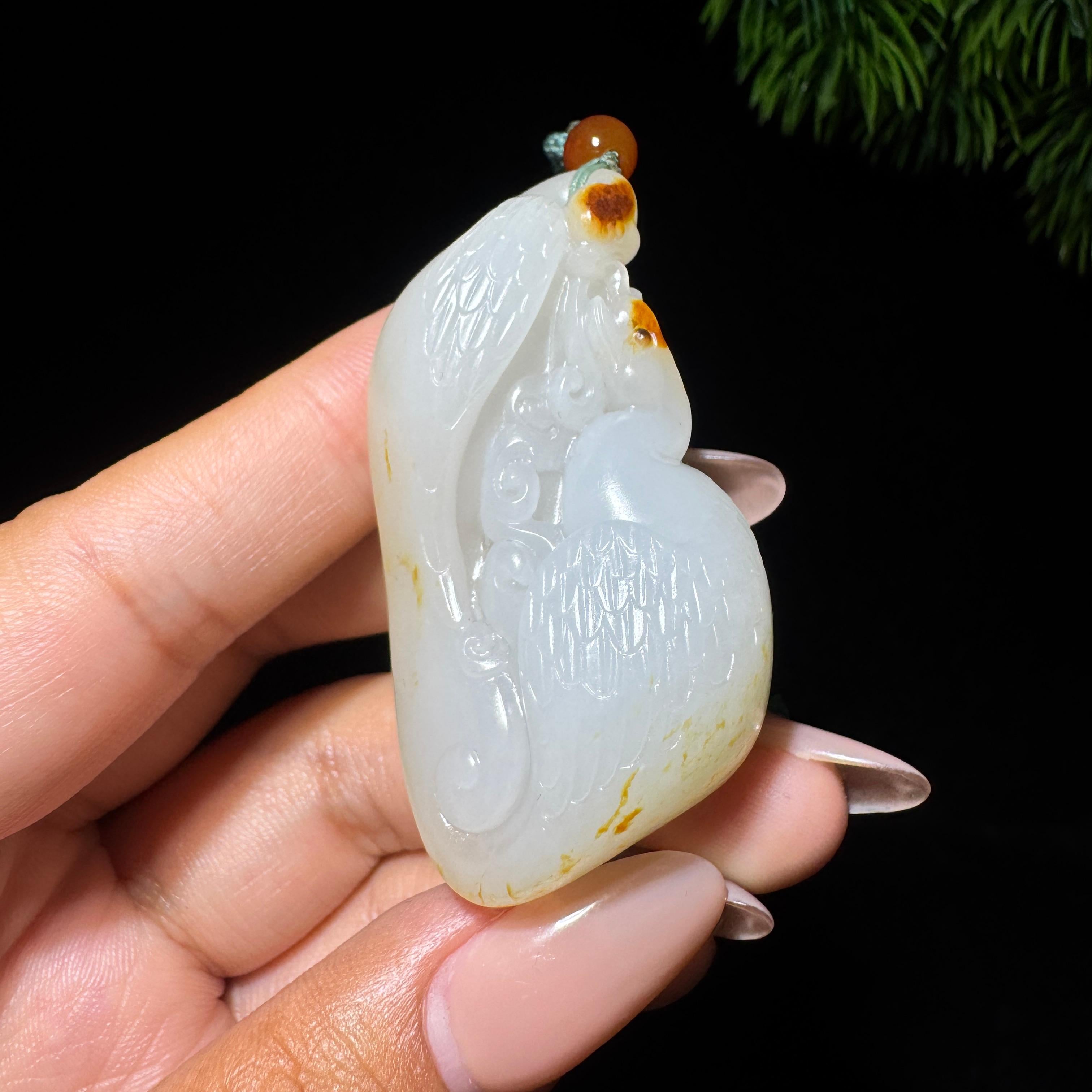 和田玉籽料白玉一路连科（40.5g）