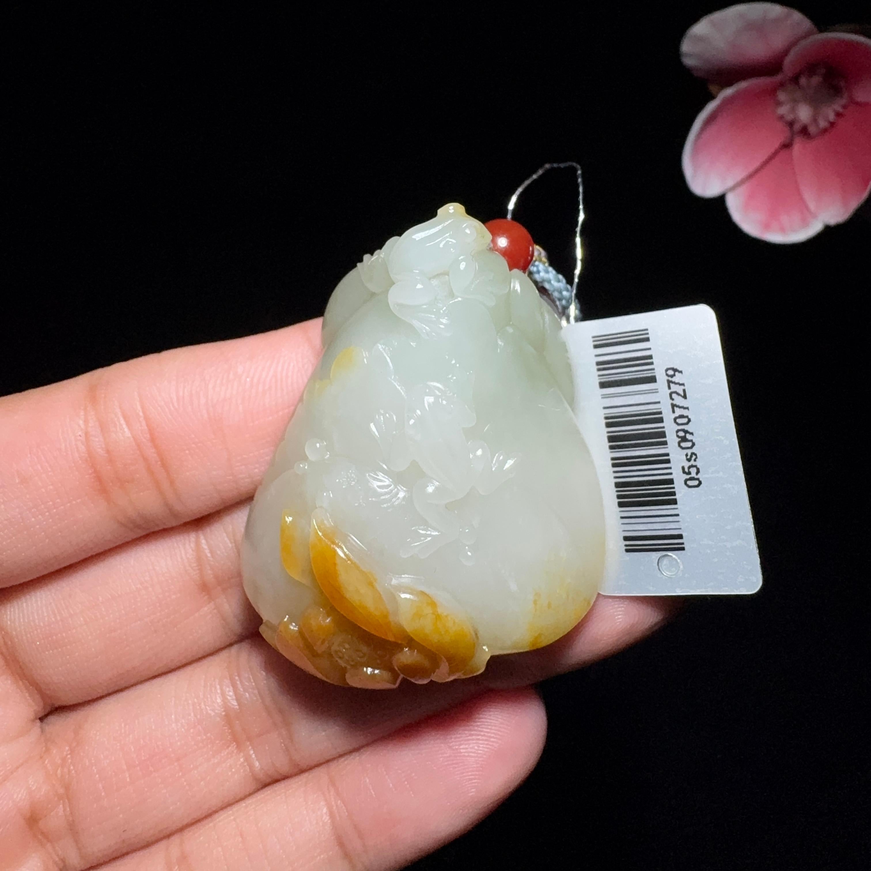 和田玉籽料呱呱来财（33.9g）