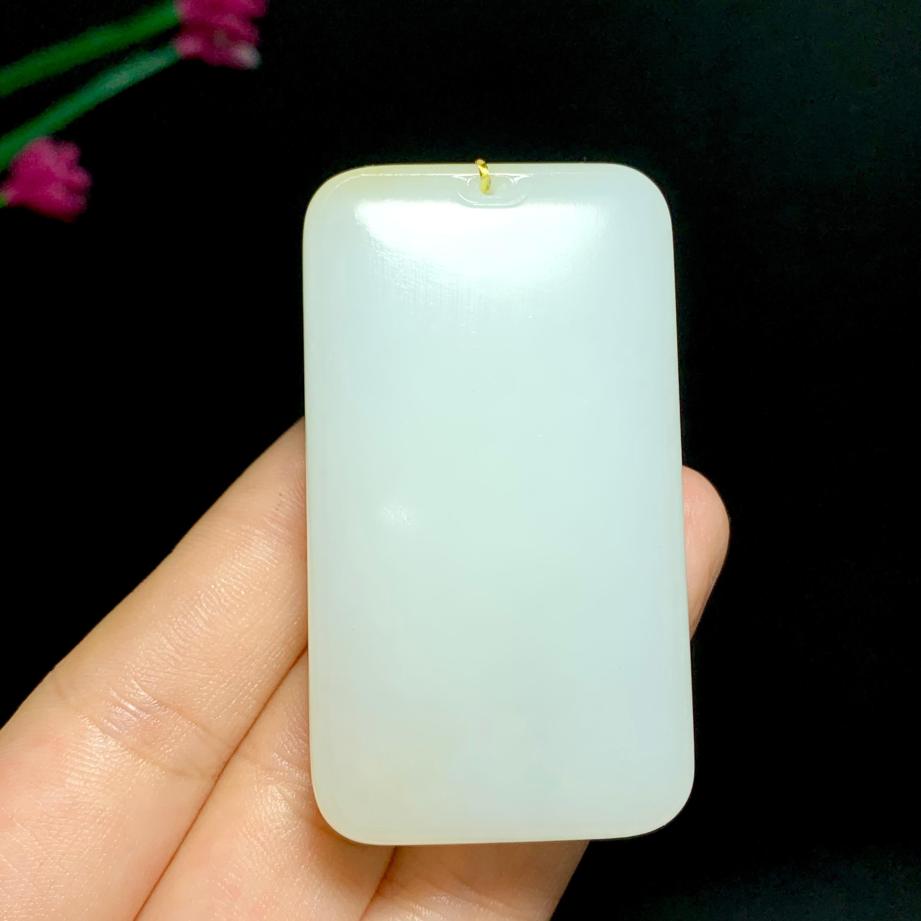 和田羊脂糖白玉无事牌（68.5g）