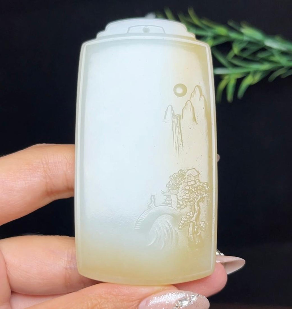 和田玉糖白料山水牌（81.6g）